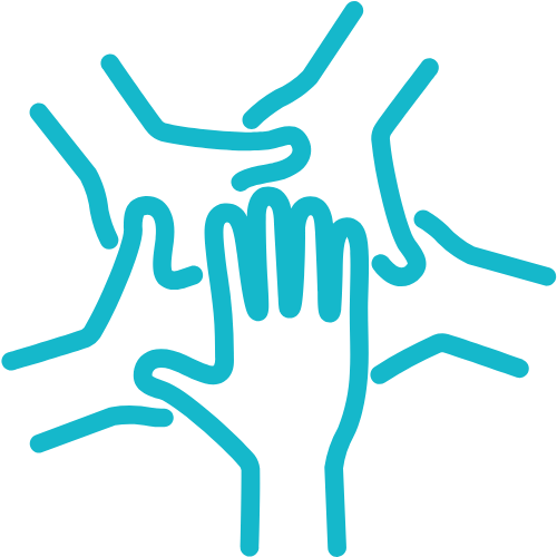 hands in the middle for teamwork