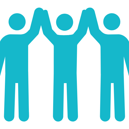 3 people standing hand in hand