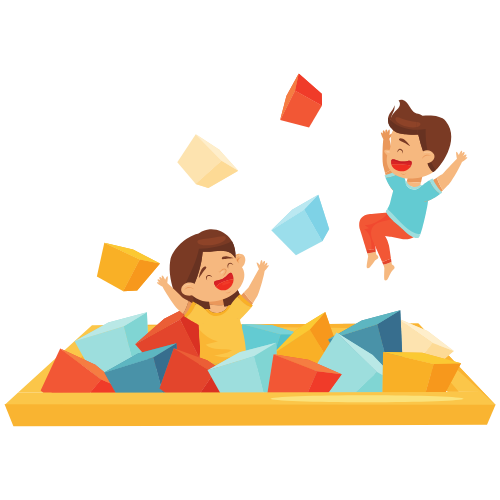 2 children playing with soft play