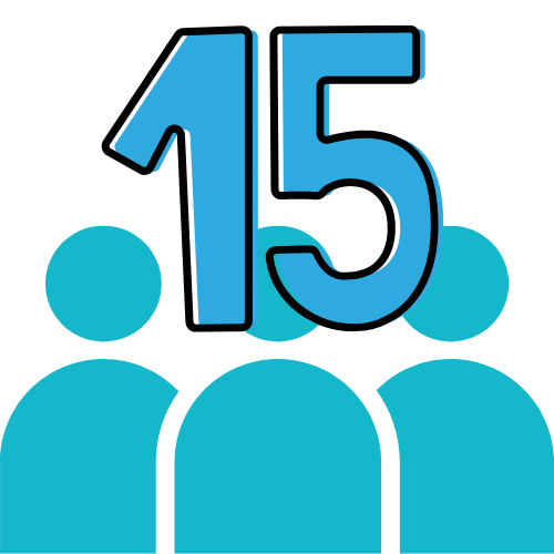 number 15 and 3 outlines of people